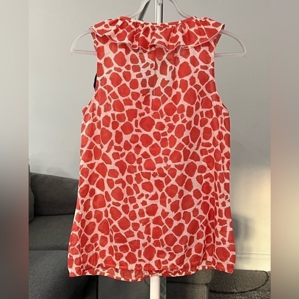 LOFT Ruffle Neck Animal Print Top Size S - Picture 2 of 4